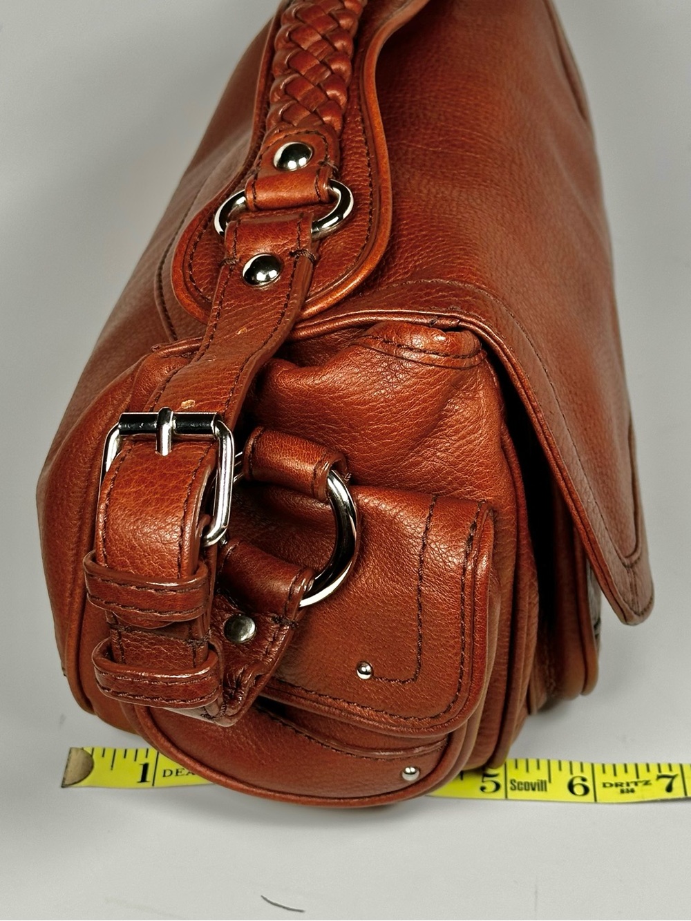 2006 Banana Republic Brown Leather Shoulder Bag Braided Strap Boho - Picture 15 of 15
